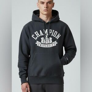 Champion reverse weave time capsule distressed black hoodie men’s size XS‎